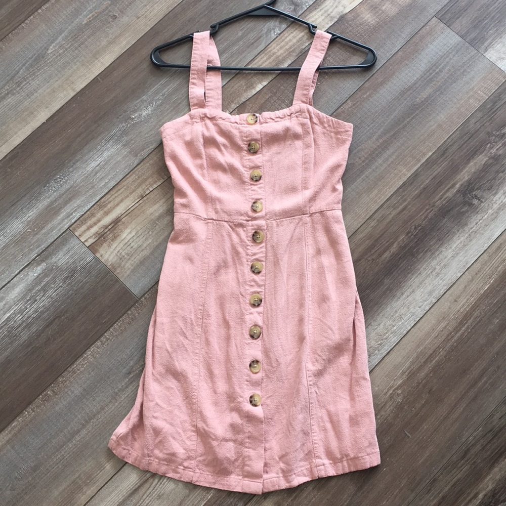 super cute pink overall dress!